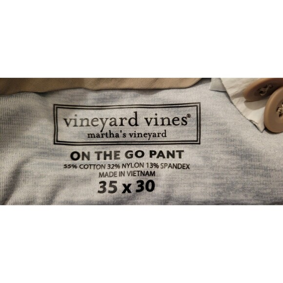 Vineyard Vines Pants Men’s On The Go OTG Stretch Golf Preppy Size 35x30 Tan FLAW - Picture 6 of 16